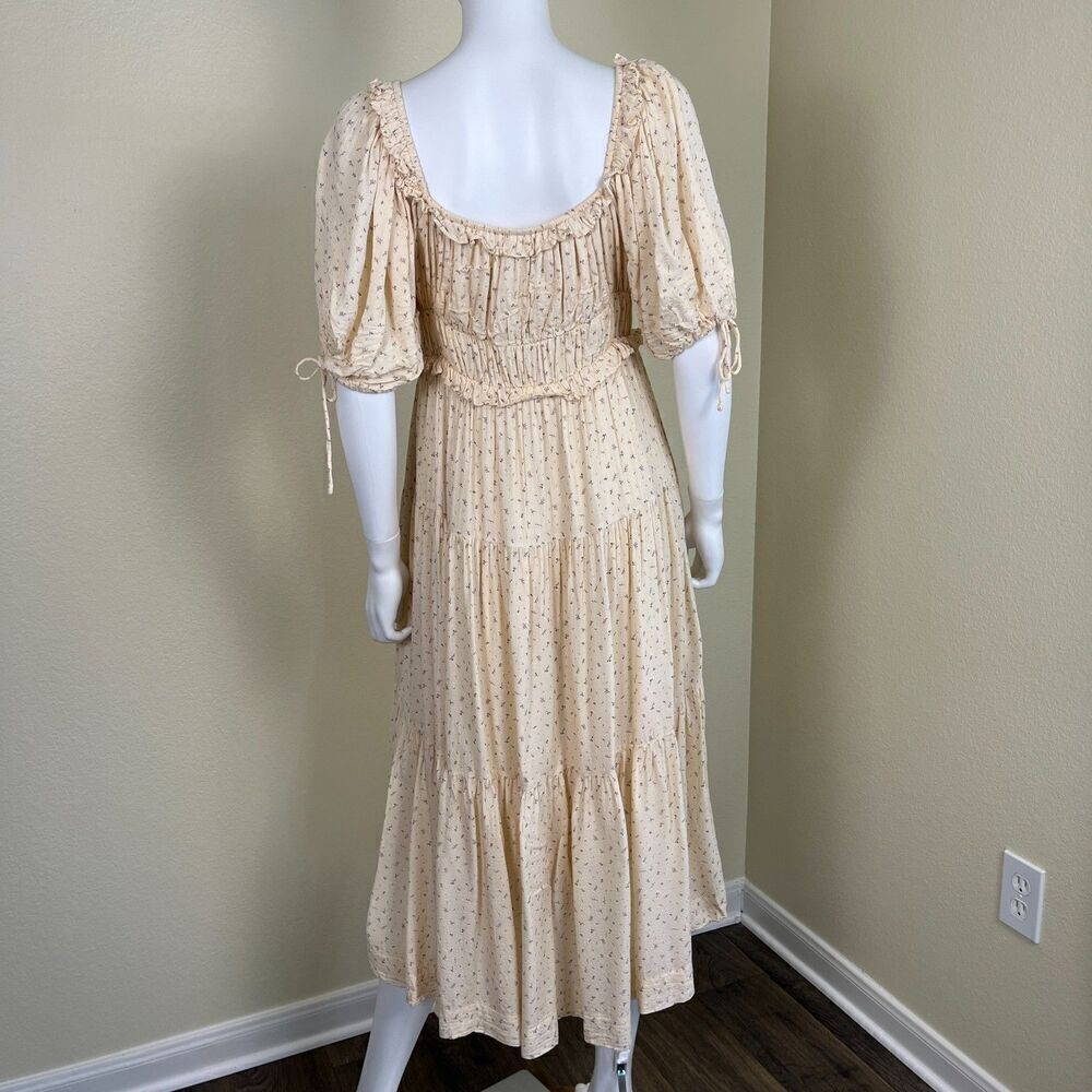 En Saison Women's Size S Yellow Roberta Floral Smocked Ruffle Midi Dress Yellow - Picture 9 of 16